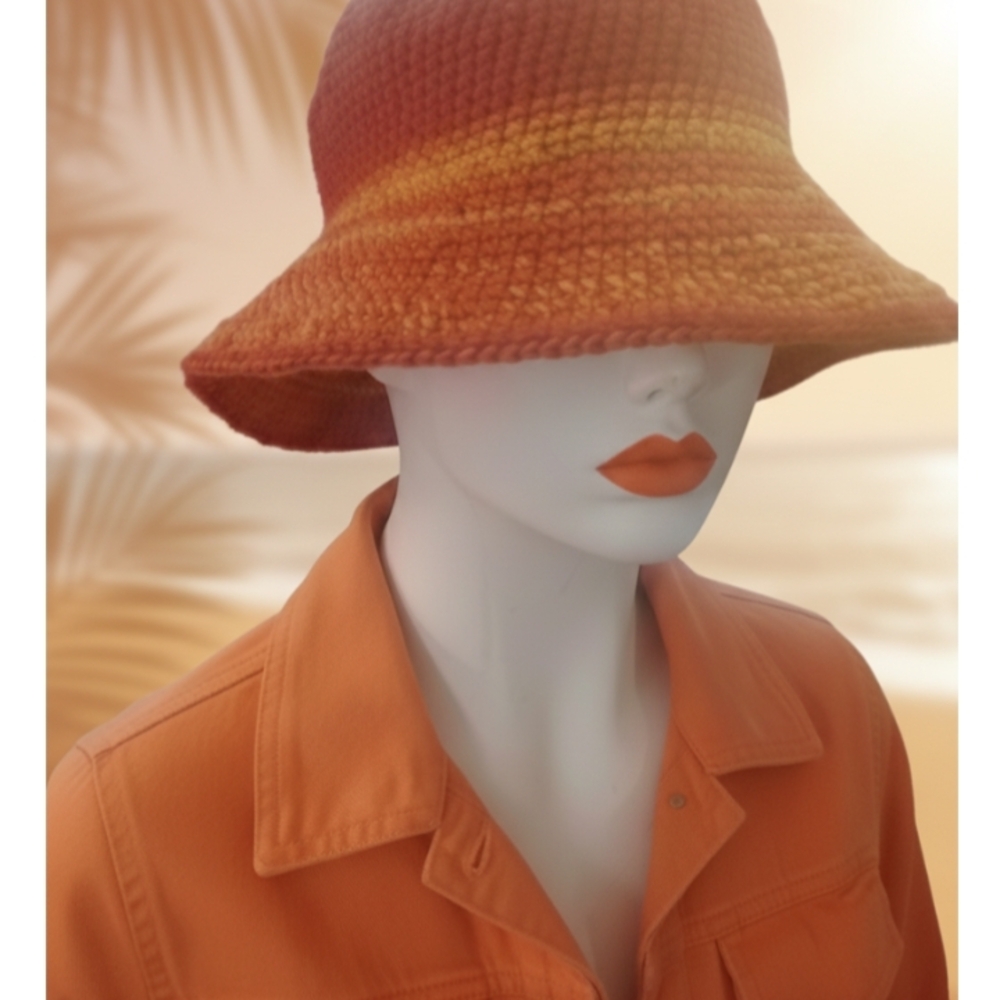 Hand Crafted Orange and Yellow Women's Hat